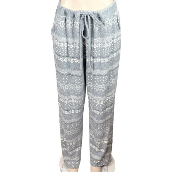 Anne Klein +1X Gray Print Pocket Drawstring Pants Long Sleeve Sleepwear 2 Pc Set - Picture 7 of 11